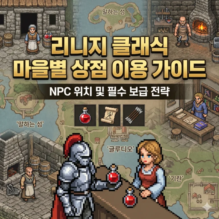 리니지클래식 마을별 상점 이용 가이드: NPC 위치 및 필수 보급 전략